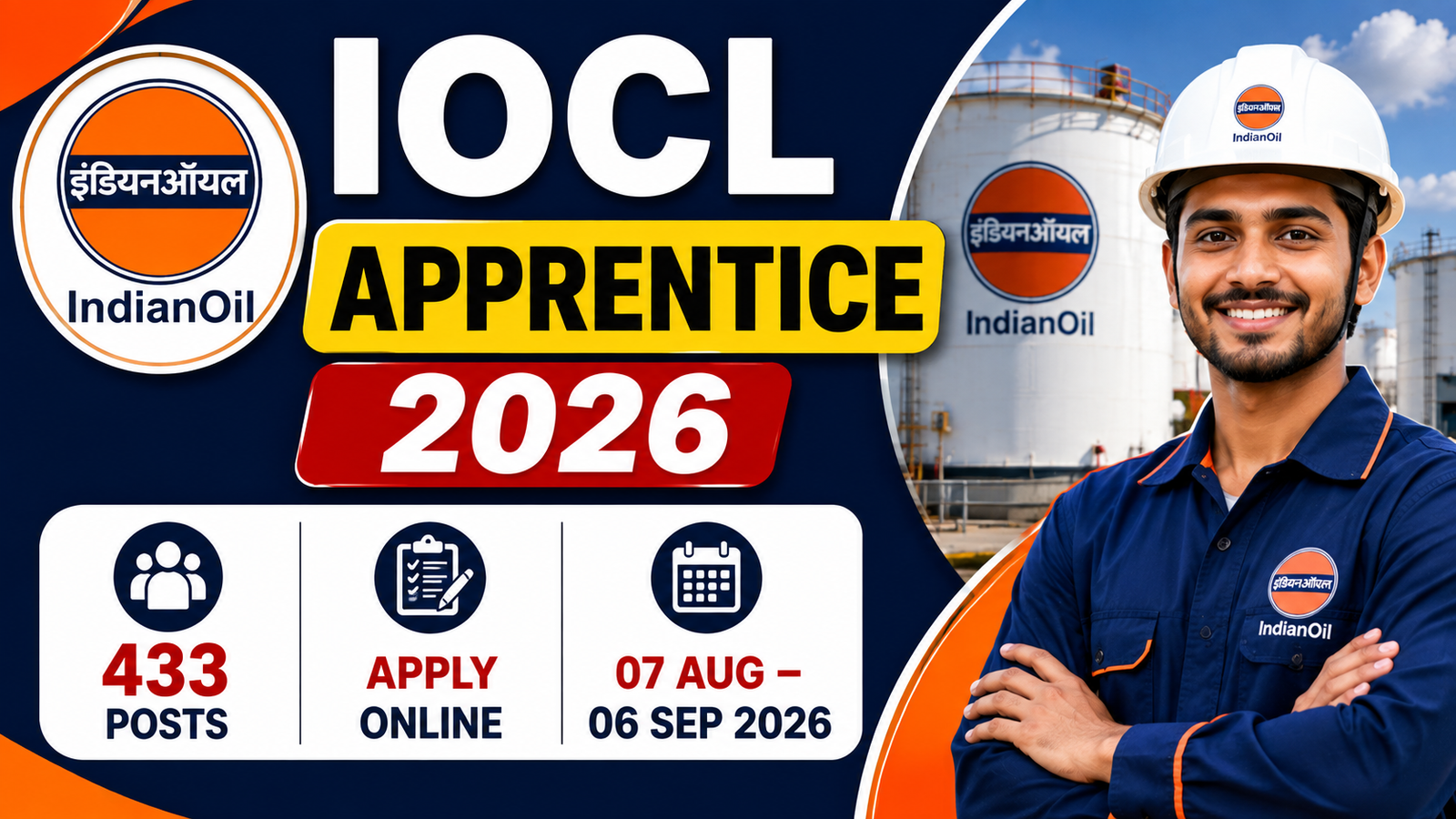 IOCL NR Apprentice Bharti 2026: 433 पद खाली, 10वीं से Graduate तक करें आवेदन, ऐसे करें ऑनलाइन