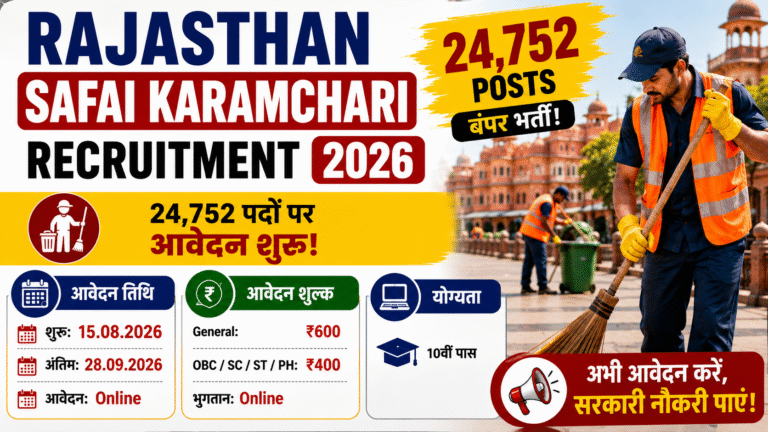 Rajasthan Safai Karamchari Vacancy 2026: सरकारी नौकरी का शानदार मौका, ऑनलाइन आवेदन शुरू