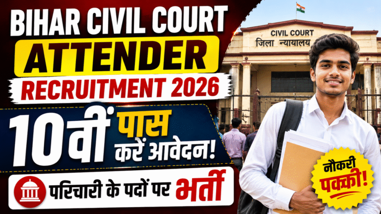 Bihar Civil Court Attender Recruitment 2026: परिचारी के पदों पर भर्ती, 10वीं पास करें आवेदन