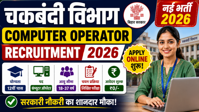 Chakbandi Computer Operator Vacancy 2026: नई भर्ती का नोटिफिकेशन जारी, Apply Online