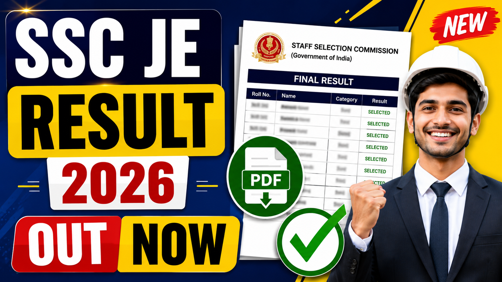 SSC JE Final Result 2026 Out: मेरिट लिस्ट और कट-ऑफ जारी, यहां देखें रिजल्ट