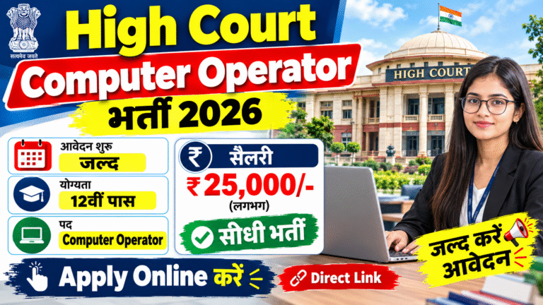 High Court Computer Operator Bharti 2026: कंप्यूटर ऑपरेटर के पदों पर भर्ती, Online Apply शुरू