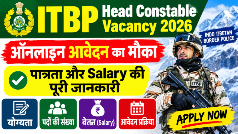 ITBP Head Constable Vacancy 2026: ऑनलाइन आवेदन का मौका, पात्रता और Salary की पूरी जानकारी