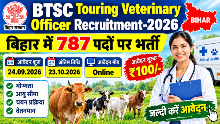 Bihar Veterinary Officer Bharti 2026: 787 पद, योग्यता, आवेदन तिथि व पूरी जानकारी