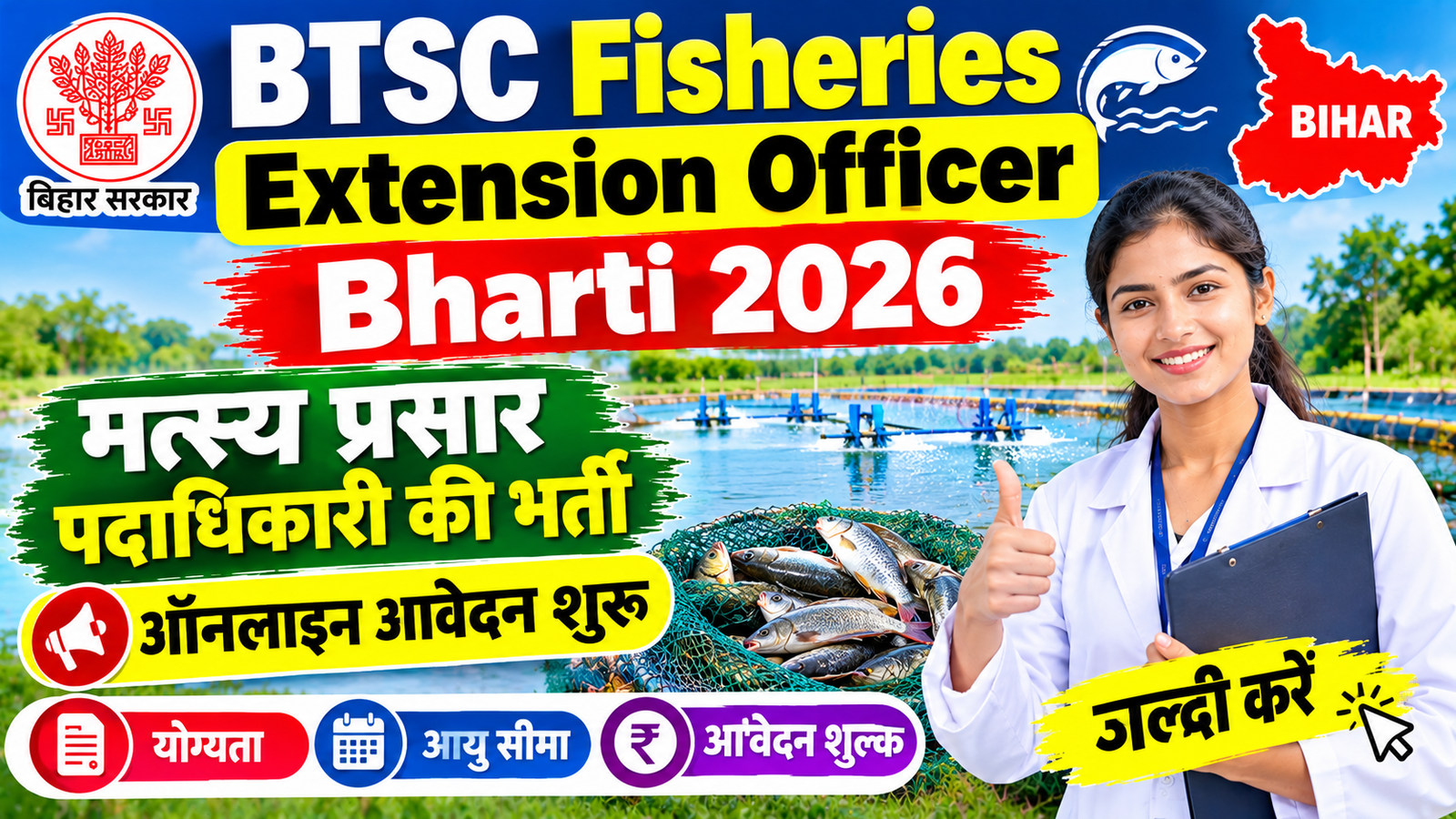 BTSC Fisheries Extension Officer Bharti 2026: मत्स्य प्रसार पदाधिकारी की भर्ती, ऑनलाइन आवेदन शुरू
