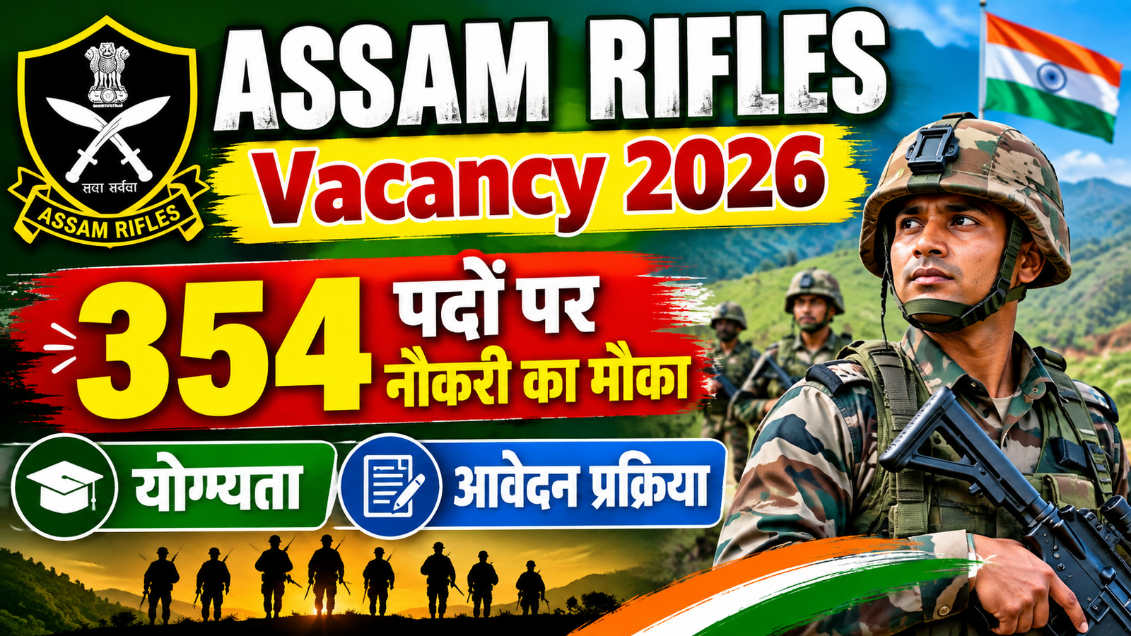 Assam Rifles Vacancy 2026: 354 पदों पर नौकरी का मौका, योग्यता और आवेदन प्रक्रिया