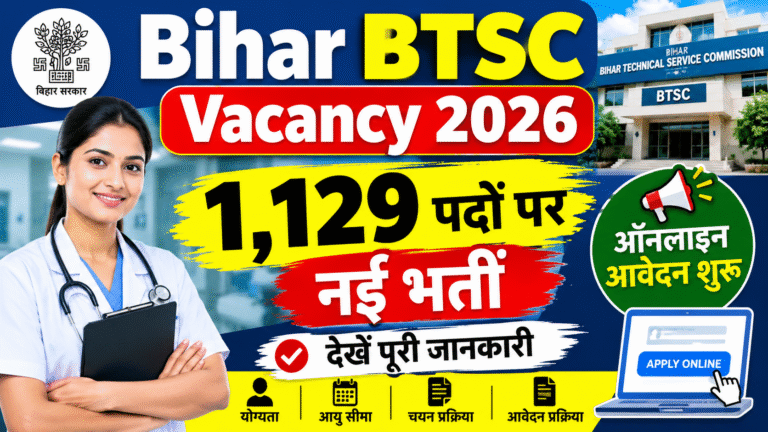 Bihar BTSC Vacancy 2026: 1,129 पदों पर नई भर्ती, ऑनलाइन आवेदन शुरू, देखें पूरी जानकारी