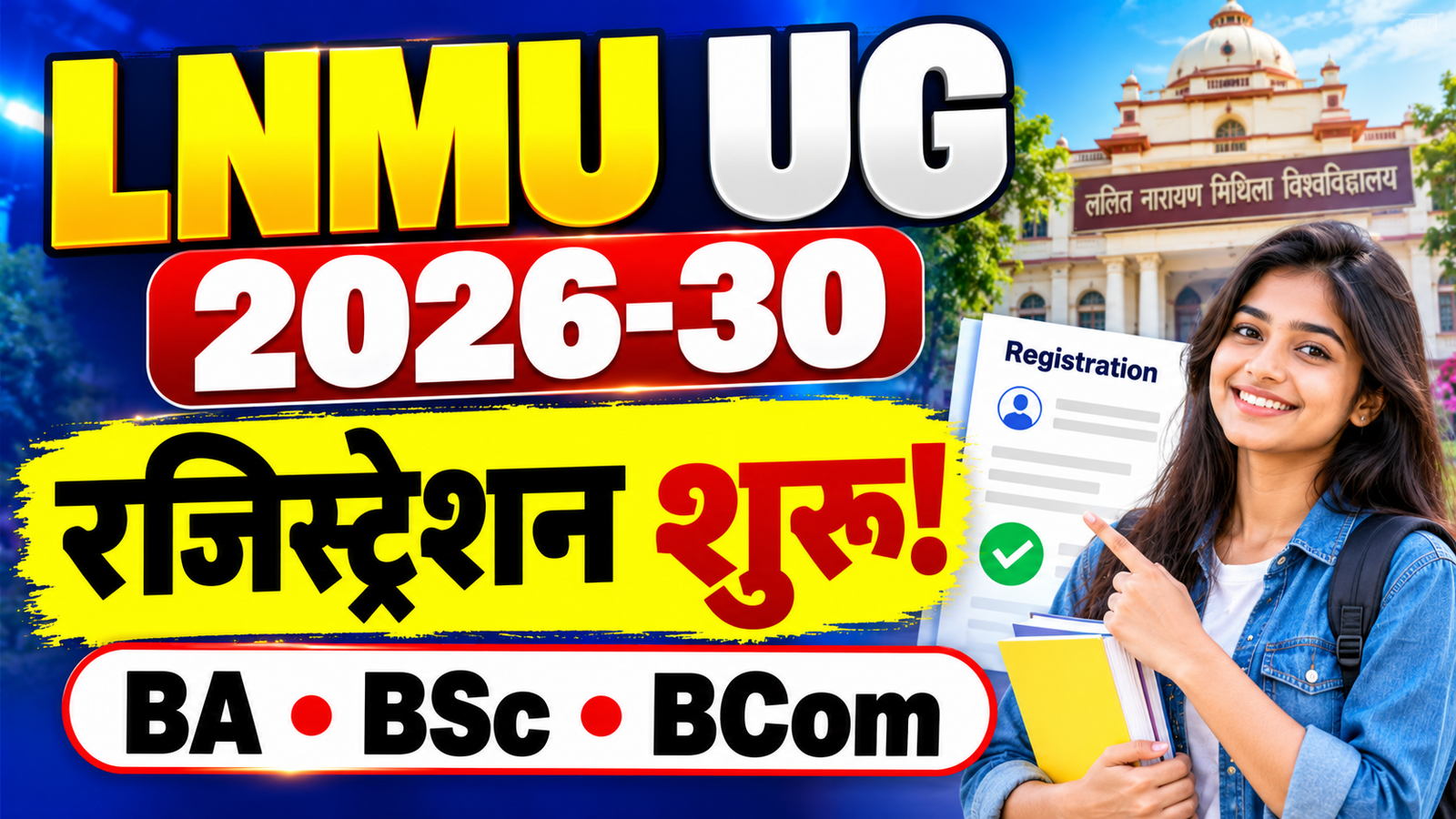 LNMU UG Registration 2026-30: स्नातक प्रथम सेमेस्टर BA, BSc और BCom रजिस्ट्रेशन शुरू, ऐसे करें ऑनलाइन आवेदन