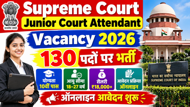 Supreme Court Junior Court Attendant Vacancy 2026: 10वीं पास के लिए सुप्रीम कोर्ट में 130 पदों पर भर्ती, ऑनलाइन आवेदन शुरू